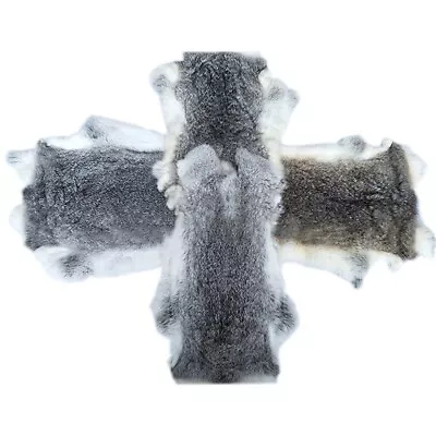 4PCS Tanned Real Rabbit Skin Pelt Hide Natural Fur Leather Craft Bunny Skin Gray • $30.39