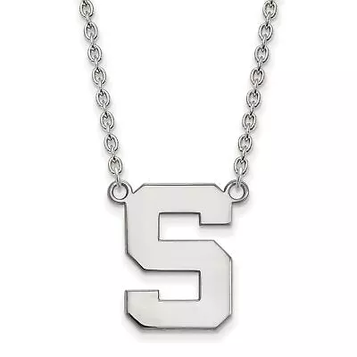Michigan State Spartans School Letter Logo Pendant Necklace In Sterling Silver • $78.99