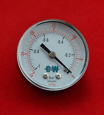 $8.90 • Buy 2  50mm Back Connect Vacuum Pressure Gauge -1bar  -30 In Hg Manometer ,PT 1/4 