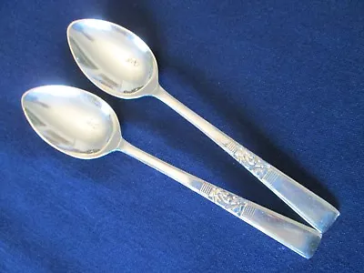 SET 2 SOUP PLACE SPOONS! Vintage SMITH SEYMOR EPNS Silverplate: SYE2 Patt LOVELY • $20