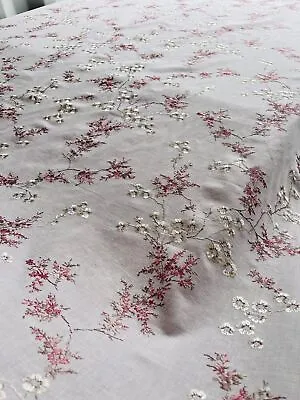 Laura Ashley Blossom Pale Blush Embroidered Fabric 8 METRE REMNANT OFFCUT • £40