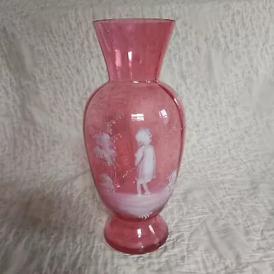 Vintage Cranberry Mary Gregory Vase Fenton? 10  • $45