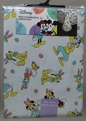 Disney Easter White Mickey Minnie Mouse Peva Flannel 60x84 Oblong Tablecloth • $39.99