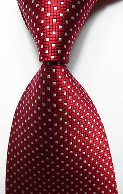 New Classic Checks Red White JACQUARD WOVEN 100% Silk Men's Tie Necktie • $6.99