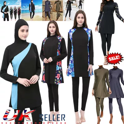 Modest Burkini Muslim Women Full Cover Islamic Swimsuit Swimwear Bathing Suit-UK • £6.55