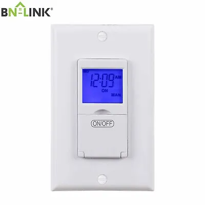 BN-LINK Programmable In-Wall Digital Timer Switch Blue Backlight 7-Day15A125V • $17.99