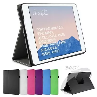 360 Swivel Deluxe Protective Case IPAD Mini 1 2 3 Smart Leather Cover Case Film • £15.38