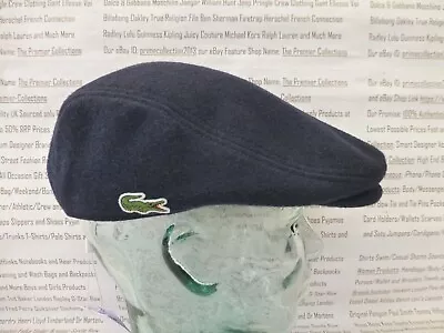 LACOSTE Flat Cap Mens Wool Blend Flannel Beret Navy Hat Asst Size Caps BNWT R£70 • £57.99