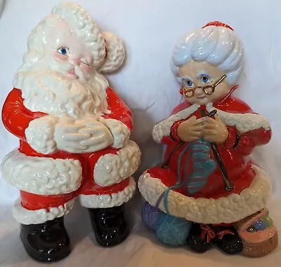 Vintage Mr & Mrs Santa Claus Atlantic Mold Ceramic Figures 12  14” • $75