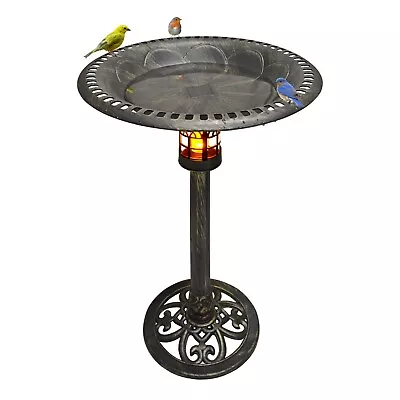 Solar Lighted Bird Bath For Yard And Garden - Antique Brushed Bronze • $64.99