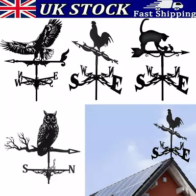 Black Metal Weather Vane Wind Indicator Weathercock Garden Shed House Decoration • £12.85