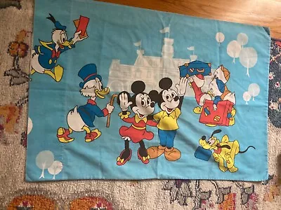 Vintage Disney Mickey Mouse Minnie Magic Kingdom Double Sided Pillow Case • $27.96