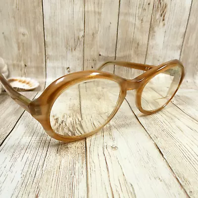 Safilo Bianca Vintage Beige Round Eyeglasses FRAMES ONLY 49-18-128 Made In Italy • $30.36