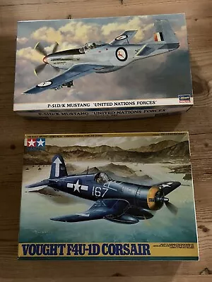 Tamiya 1/48 Corsair Vought F4U & Mustang P51D 1/48 By Hasegawa Hobby Kits • £25