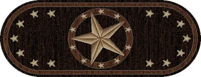 Western Star Round Oval Runner Area Rug Lodge Cabin Texas Brown Black Rustic • $49.99