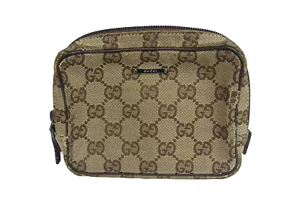 GUCCI GG Web Canvas Mini Pouch Toiletry Cosmetic Bag Women Men Authentic Used • $131.74