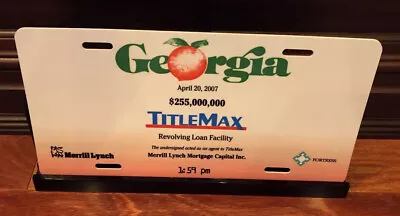 Merrill Lynch TitleMax Loan $255 Mn Facility Deal Fortress Georgia License Plate • $27.99