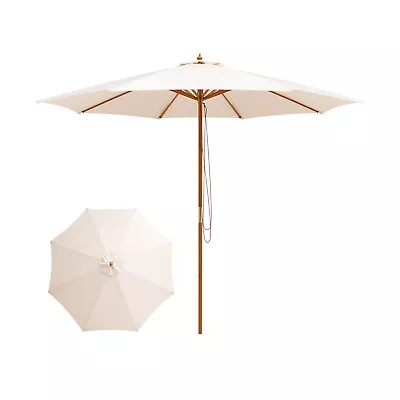 3Mx3M Outdoor Sunshade Parasol 8-Bamboo Rib Patio Umbrella Market Table Umbrella • £59.95