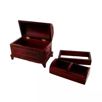 Dolls House Mahogany Queen Anne Domed Lid Ottoman Blanket Chest 1:12 Furniture • $28.35