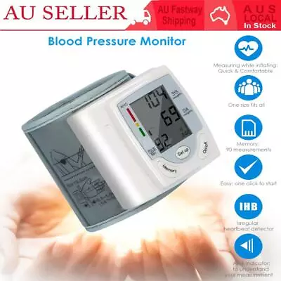 Digital Wrist Blood Pressure Monitor BP Cuff LCD Gauge Heart Rate Tester Auto • $23.13