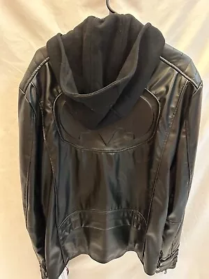 Mens Leather Batman Hooded Jacket XL • $75