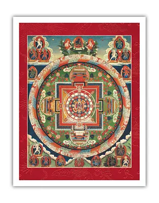The 62 Deity Mandala - Vintage Tibetan Thangka Buddhist Painting Tibet • $49.98
