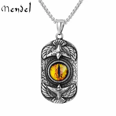 MENDEL Mens Dog Tag Aztec Evil Eye Eagle Pendant Necklace Stainless Steel Chain • $13.99