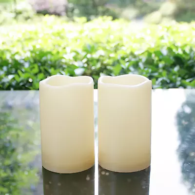 2Pcs Flameless LED Candle Lights Battery Operated Flickering Pillar Candles • $9.99