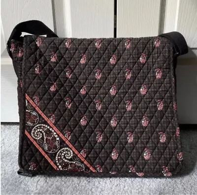 Vera Bradley Diaper Bag Brown Red Houndstooth Crossbody Tote Messenger Retired • $14