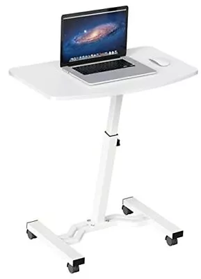  Height Adjustable Mobile Laptop Stand Desk Rolling Cart Height White • $73.53