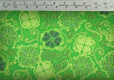 Quilting Treasures Lucky Clovers Shamrocks On Green 100% Cotton Quilt Fabric BTY • $15.99