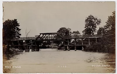 $75 • Buy Ontario Pine River Pesha Real Photo #2337 Wooden Bridge Circa 1910