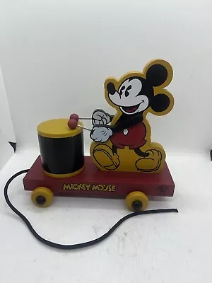 Fossil Disney Mickey Mouse Drum Watch Display Holder Wooden Toy Train As Is • $54.95