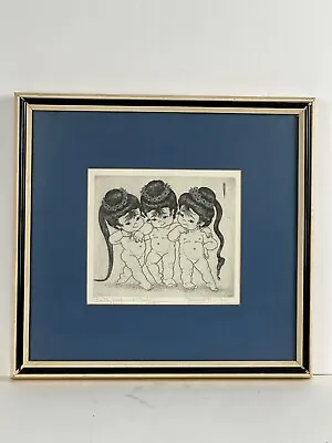 SIGNED ETCHING PRINT MATTED & FRAMED  MARGARET ANN GAUG Faith Hope And Charity • $124.90