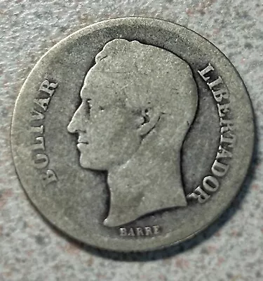 VENEZUELA 1 Bolivar 1936 - Silver 0.835 5 Gram Coin Un Bolivares  • $7