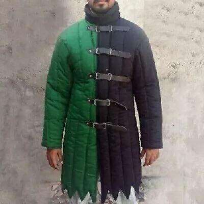 Medieval Thick Padded GREEN BLACK COLOR Gambeson Aketon MEN Doublet   X-mas Gift • $82.95