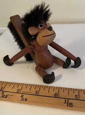 Vtg 60’s Wooden Articulated Monkey With Brush MCM Scandanavian Style • $32