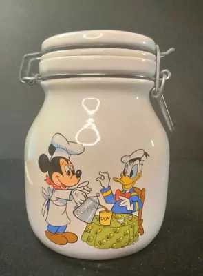 Vintage 80s Walt Disney Chef Mickey Mouse Coffee Cookie Jar 7  W/ Donald Duck • $37.99