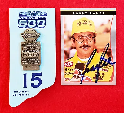 $129 • Buy 1986 Indy 500 SILVER #3416 Pit Badge W/BUC #15 - BOBBY RAHAL AUTOGRAPH - COA