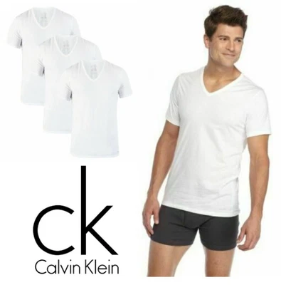 $27.96 • Buy NEW! Calvin Klein, 3Pk V-Neck T-Shirts Stretch Cotton WHITE SIZE XL MEN'S