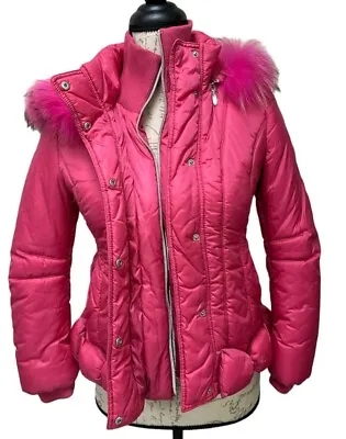 MONNALISA Girls Designer Down Jacket 10Y Pink Puffer • $129.99