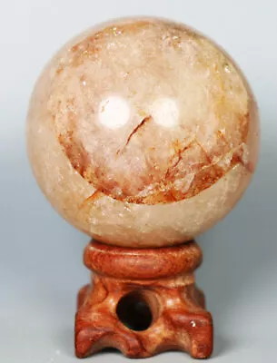 190 G NATURALRed PHANTOM MULTI-INCLUSIONS Rainbow CRYSTAL Sphere Ball / Stand • $15.99