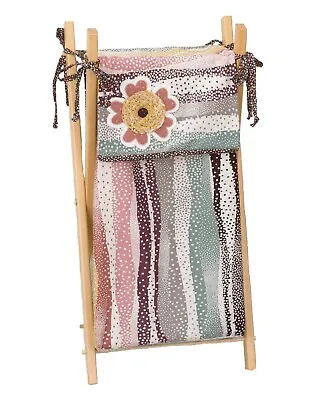 $14.99 • Buy Hamper Bag With Frame Baby Girl Stripe Mosaic Floral Dot Mauve Pink Blue Grey