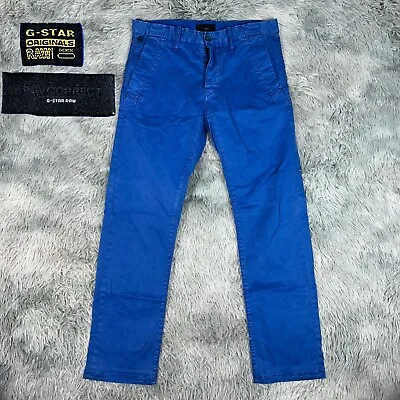 G-STAR RAW Correct Men Rct New Bronson Slim Chino Blue 421923 Canvas Pants 32x34 • $49.99