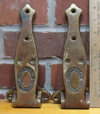 2 Vtg Heavy Brass Ice Box Door Hinges 8.5 In Ottenheimer Baltimore  Antique  • $45