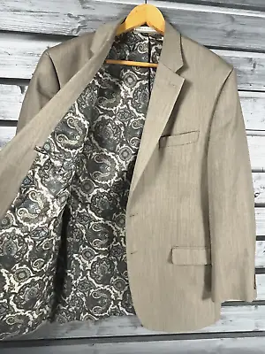 NICE Ralph Lauren Chaps Beige Paisley Lined Two Button Blazer Jacket Mens 44R • $20.09