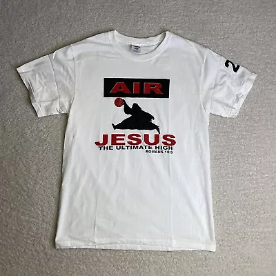 Vintage 90's Air Jesus T-Shirt Mens Medium White Jordan Parody Christian Romans • $25.88