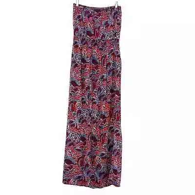 Gap Red White Blue Strapless Paisley Maxi Dress Size Large • $17