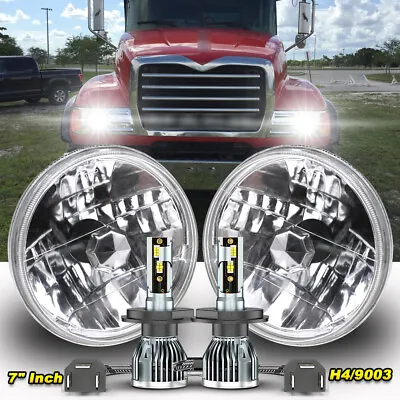 For Mack Granite CV713 Dump Trucks 2Pcs 7  Inch Round Led Headlights Hi/Lo Beam • $125.99