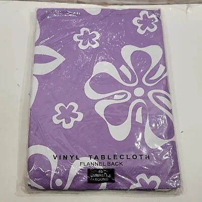 Vinyl Tablecloth Purple BBQ Picnic Camping Beach 60  Umbrella Round Table • $3.75